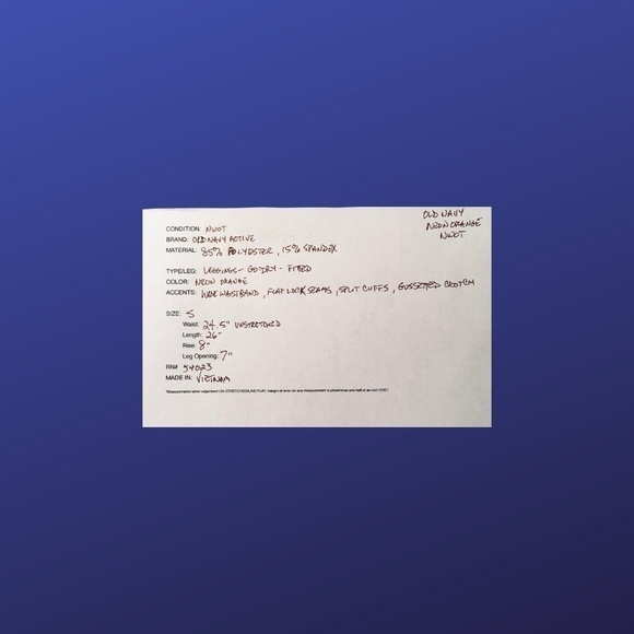 Old NAVY ACTIVE Go-Dri High-Waist Leggings for Women, NEON ORANGE, Size S, NWOT - Picture 9 of 9